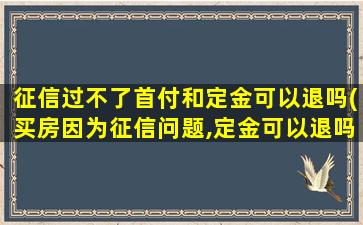 征信过不了首付和定金可以退吗(买房因为征信问题,定金可以退吗)