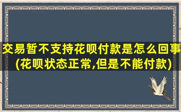 交易暂不支持花呗付款是怎么回事(花呗状态正常,但是不能付款)