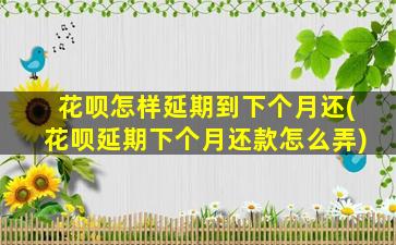 花呗怎样延期到下个月还(花呗延期下个月还款怎么弄)