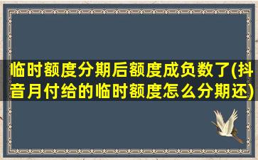 临时额度分期后额度成负数了(抖音月付给的临时额度怎么分期还)