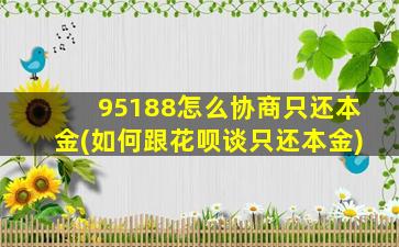 95188怎么协商只还本金(如何跟花呗谈只还本金)