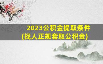 2023公积金提取条件(找人正规套取公积金)