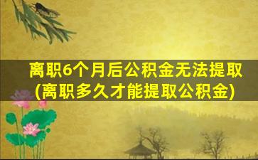 离职6个月后公积金无法提取(离职多久才能提取公积金)