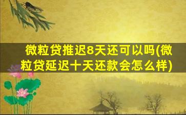 微粒贷推迟8天还可以吗(微粒贷延迟十天还款会怎么样)