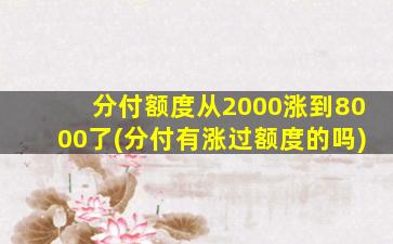 分付额度从2000涨到8000了(分付有涨过额度的吗)