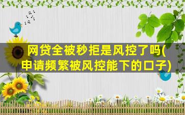 网贷全被秒拒是风控了吗(申请频繁被风控能下的口子)