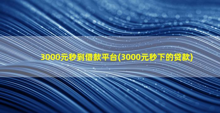 3000元秒到借款平台(3000元秒下的贷款)