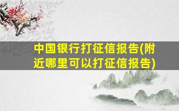 中国银行打征信报告(附近哪里可以打征信报告)