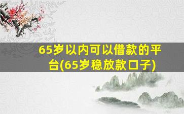 65岁以内可以借款的平台(65岁稳放款口子)