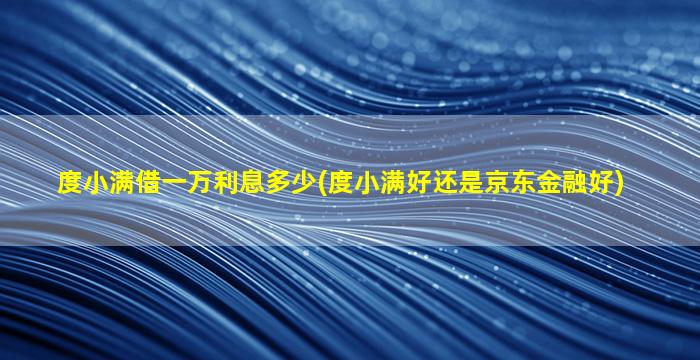 度小满借一万利息多少(度小满好还是京东金融好)