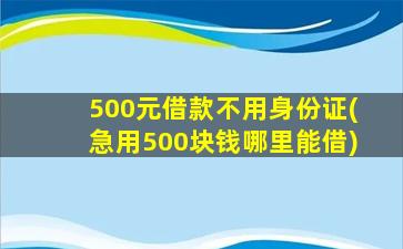 500元借款不用身份证(急用500块钱哪里能借)