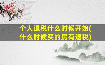 个人退税什么时候开始(什么时候买的房有退税)