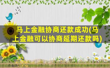 马上金融协商还款成功(马上金融可以协商延期还款吗)