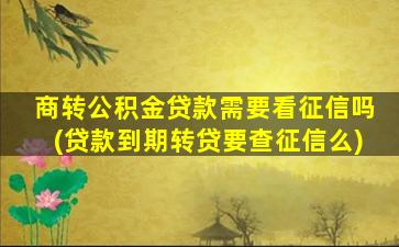 商转公积金贷款需要看征信吗(贷款到期转贷要查征信么)