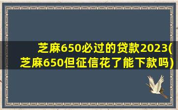 芝麻650必过的贷款2023(芝麻650但征信花了能下款吗)