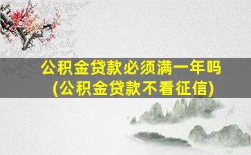 公积金贷款必须满一年吗(公积金贷款不看征信)