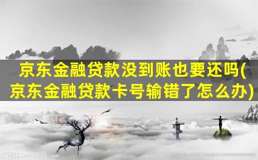 京东金融贷款没到账也要还吗(京东金融贷款卡号输错了怎么办)