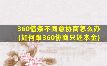 360借条不同意协商怎么办(如何跟360协商只还本金)