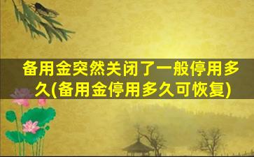 备用金突然关闭了一般停用多久(备用金停用多久可恢复)