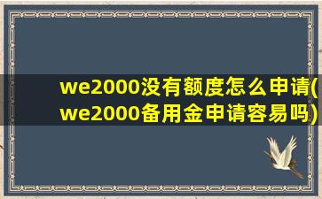 we2000没有额度怎么申请(we2000备用金申请容易吗)