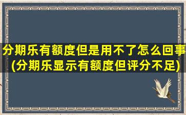 分期乐有额度但是用不了怎么回事(分期乐显示有额度但评分不足)