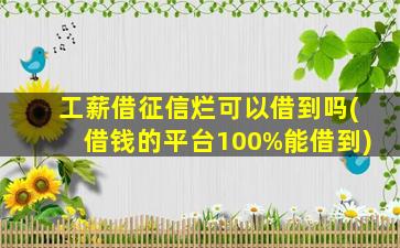 工薪借征信烂可以借到吗(借钱的平台100%能借到)