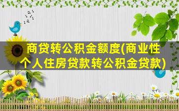 商贷转公积金额度(商业性个人住房贷款转公积金贷款)