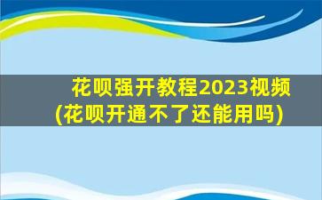 花呗强开教程2023视频(花呗开通不了还能用吗)