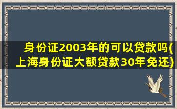 身份证2003年的可以贷款吗(上海身份证大额贷款30年免还)