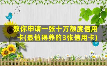 教你申请一张十万额度信用卡(最值得养的3张信用卡)