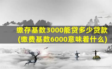 缴存基数3000能贷多少贷款(缴费基数6000意味着什么)