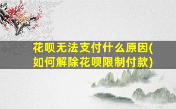 花呗无法支付什么原因(如何解除花呗限制付款)