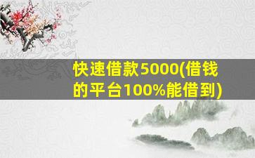 快速借款5000(借钱的平台100%能借到)