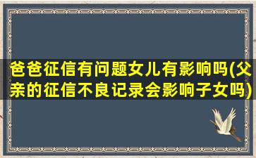 爸爸征信有问题女儿有影响吗(父亲的征信不良记录会影响子女吗)