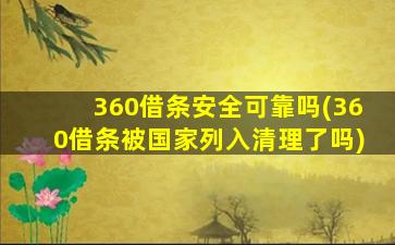 360借条安全可靠吗(360借条被国家列入清理了吗)